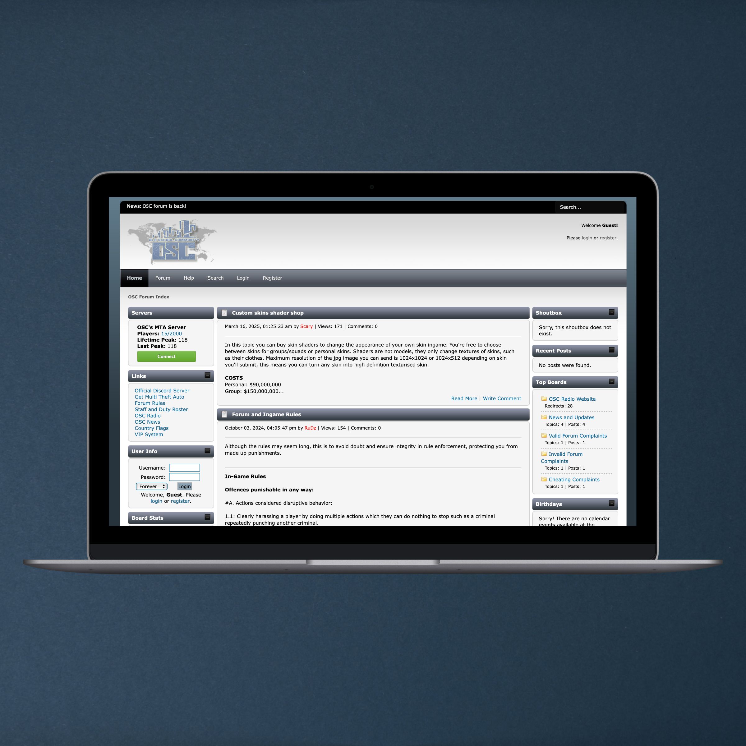 Laptop met OSC website in beeld